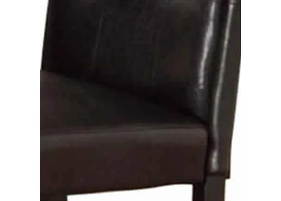 Faux Leather Dining Side Chair In Pine, Set Of 2, Dark Brown-Benzara