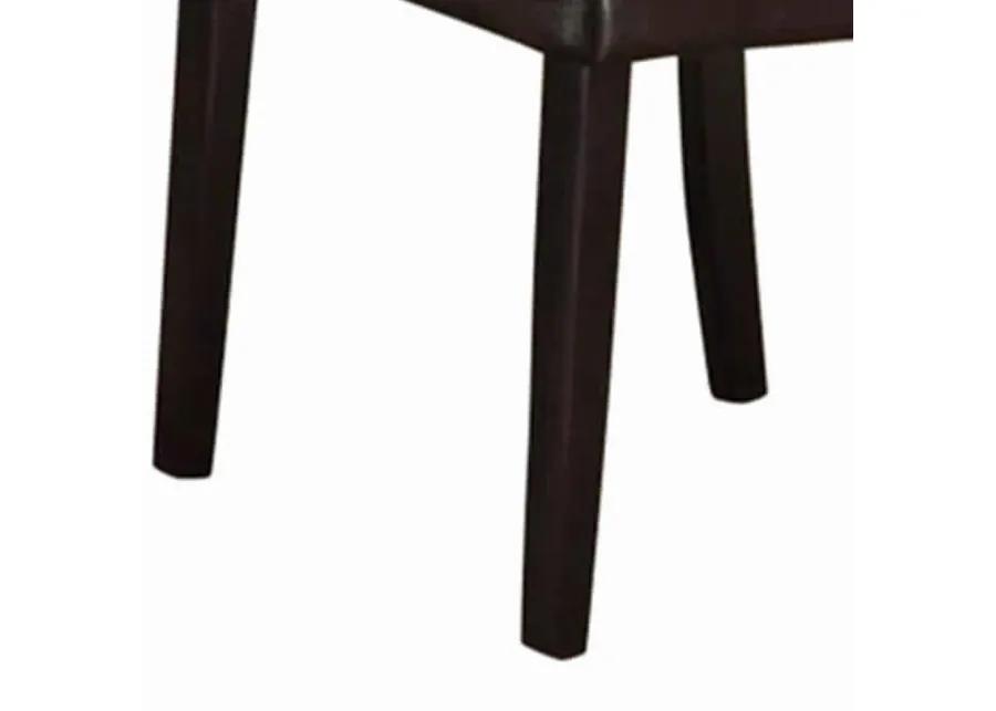 Faux Leather Dining Side Chair In Pine, Set Of 2, Dark Brown-Benzara