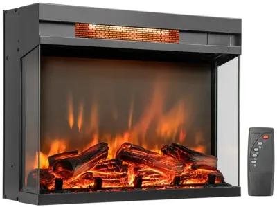 23-inch 3-Sided Electric Fireplace Insert with Remote Control-Black