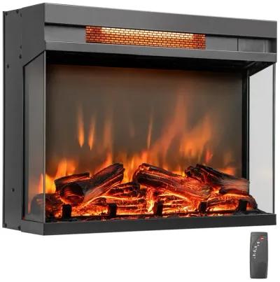 23-inch 3-Sided Electric Fireplace Insert with Remote Control-Black