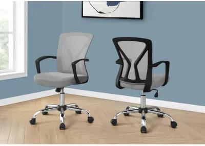 Monarch Specialties I 7461 Office Chair, Adjustable Height, Swivel, Ergonomic, Armrests, Computer Desk, Work, Metal, Fabric, Grey, Chrome, Contemporary, Modern