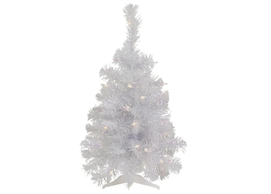 2' Pre-lit Rockport White Pine Artificial Christmas Tree  Clear Lights