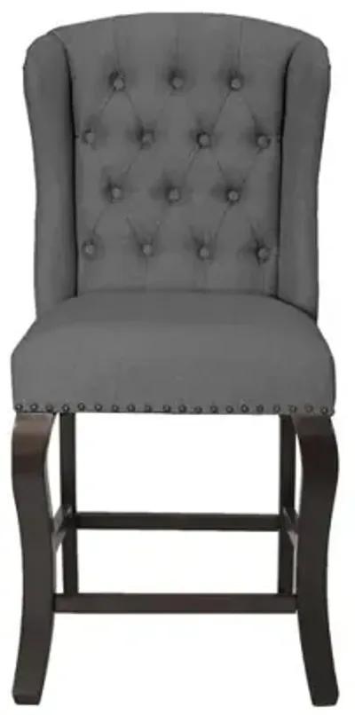 Counter Height Upholstered Side Chairs with Tufted Buttons and Nailhead Trim