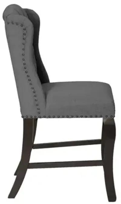 Counter Height Upholstered Side Chairs with Tufted Buttons and Nailhead Trim