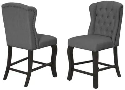 Counter Height Upholstered Side Chairs with Tufted Buttons and Nailhead Trim