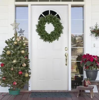 Pre-Lit Whitmire Pine Artificial Christmas Wreath - 24-Inch  Warm White LED Lights