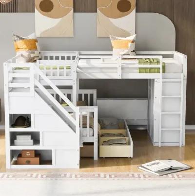 Merax  L-Shaped Bunk Bed With 3 Drawers