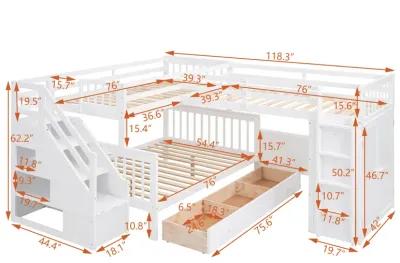 Merax  L-Shaped Bunk Bed With 3 Drawers