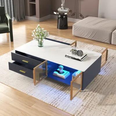 Merax Modern Coffee Table with Storage Drawers