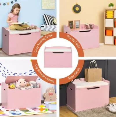 Hivvago Kids Toy Wooden Flip-top Storage Box Chest Bench with Cushion Hinge