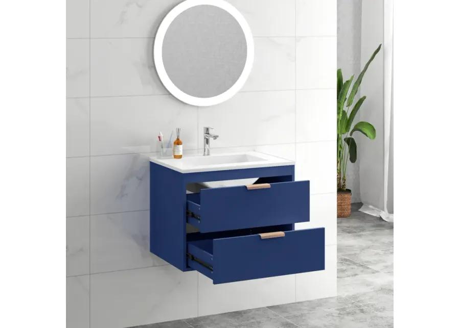 Modern Wall Mount Bathroom Vanity with Undermount Porcelain Sink and MDF Cabinet