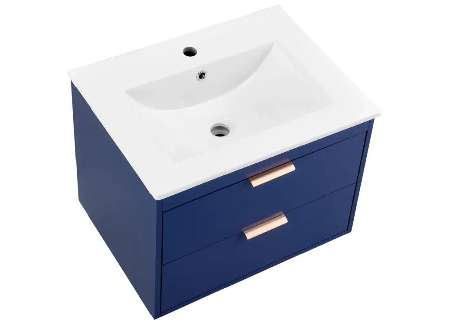 Modern Wall Mount Bathroom Vanity with Undermount Porcelain Sink and MDF Cabinet