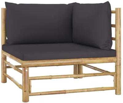 vidaXL 9 Piece Garden Lounge Set with Dark Gray Cushions Bamboo