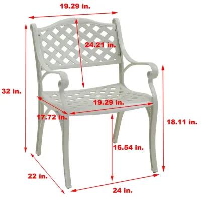 MOMDAWE Cast Aluminum Stationary Dining Chairs Hollow Oblique Grid Shape Chairs（Set of 2）