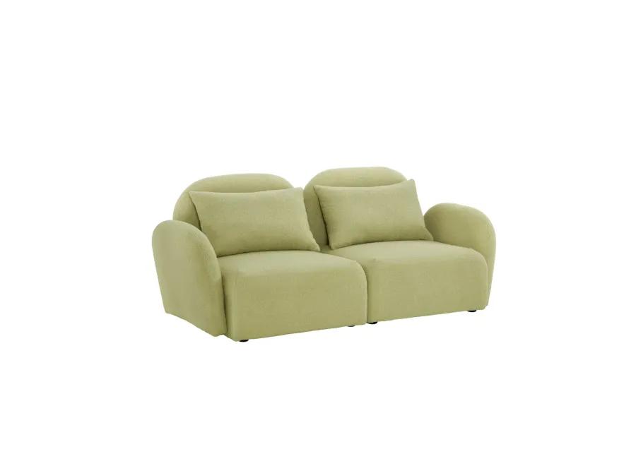 Lazy Sofa Loveseat Teddy Fabric Light Green