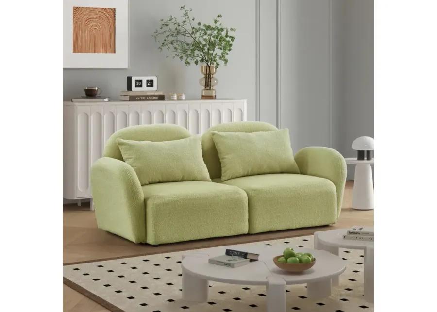 Lazy Sofa Loveseat Teddy Fabric Light Green