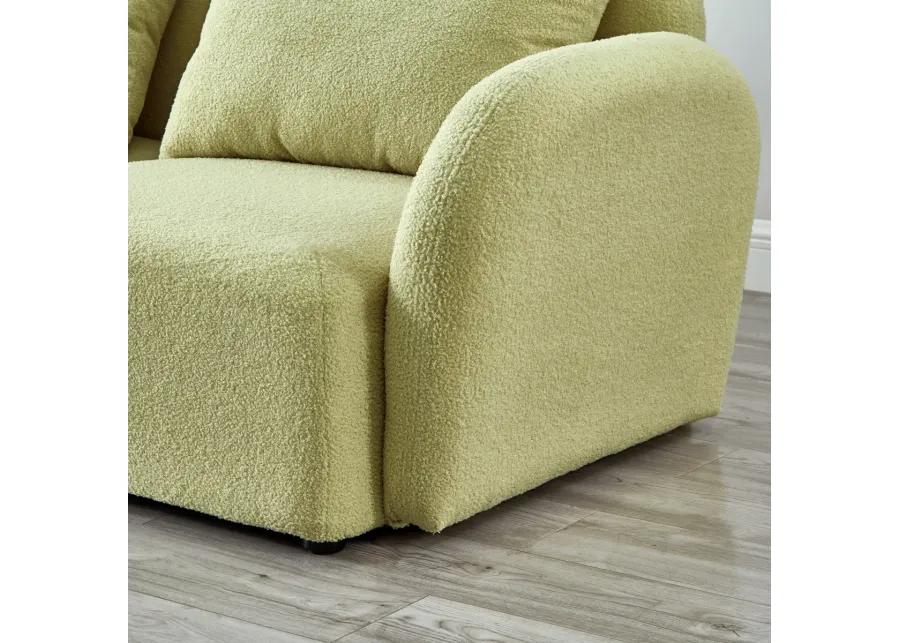 Lazy Sofa Loveseat Teddy Fabric Light Green