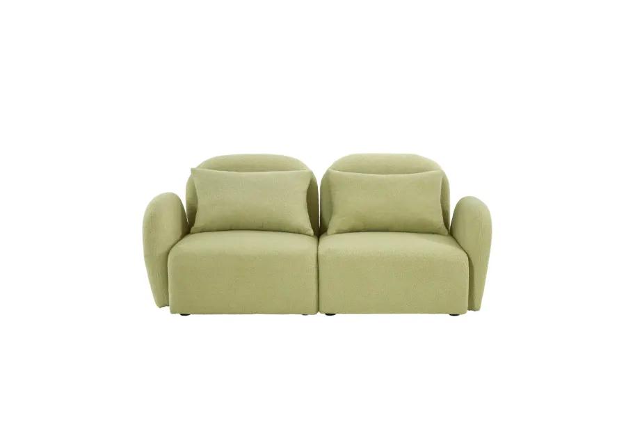 Lazy Sofa Loveseat Teddy Fabric Light Green