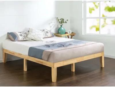 QuikFurn Full size Solid Wood Platform Bed Frame in Natural Finish