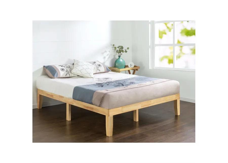 QuikFurn Full size Solid Wood Platform Bed Frame in Natural Finish