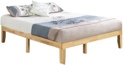 QuikFurn Full size Solid Wood Platform Bed Frame in Natural Finish