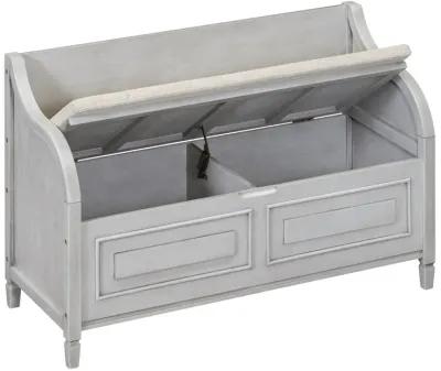 Rustic Style Solid Wood Entryway Multifunctional Storage Bench With Safety Hinge (Gray Wash+ Beige)