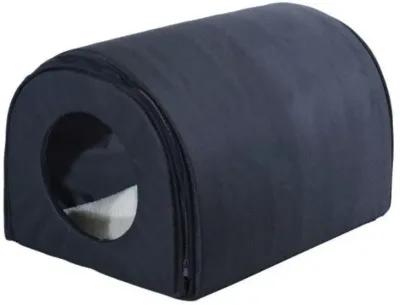 Outdoor Heated Cat House with Warm Padded Bed in Black