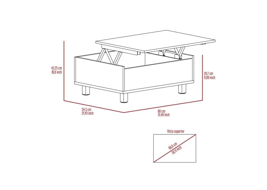 Gambia Lift Top Coffee Table, Four Legs -White