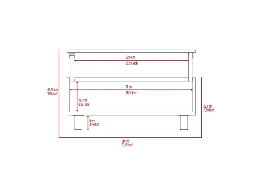 Gambia Lift Top Coffee Table, Four Legs -White