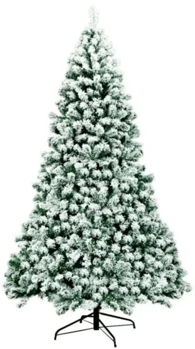 7.5 Feet Pre-Lit Premium Snow Flocked Hinged Artificial Christmas Tree with 550 Lights