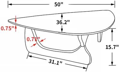 Light Walnut Triangle Coffee Table Wood Base For Living Room