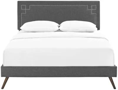 Modway - Ruthie Queen Fabric Platform Bed with Round Splayed Legs Gray