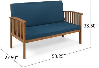 Merax Acacia Wood Outdoor Loveseat Sofa Chair