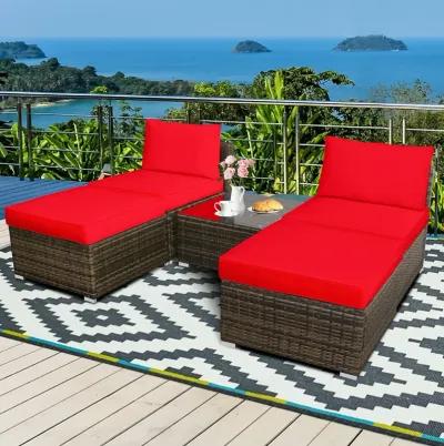 5 Pieces Patio Rattan Furniture Set with Cushioned Armless Sofa