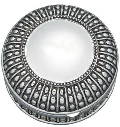 4.5" Silverplated Round Antique-Style Box with Beaded Detail