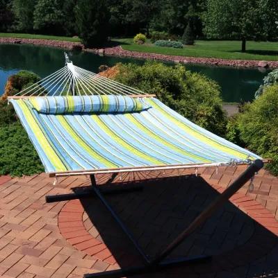 Sunnydaze Large Quilted Hammock with Spreader Bars and Pillow