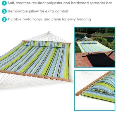 Sunnydaze Large Quilted Hammock with Spreader Bars and Pillow