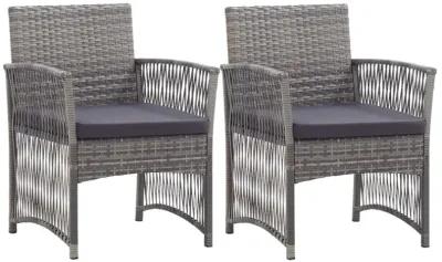 vidaXL Patio Armchairs with Cushions 2 pcs Anthracite Poly Rattan