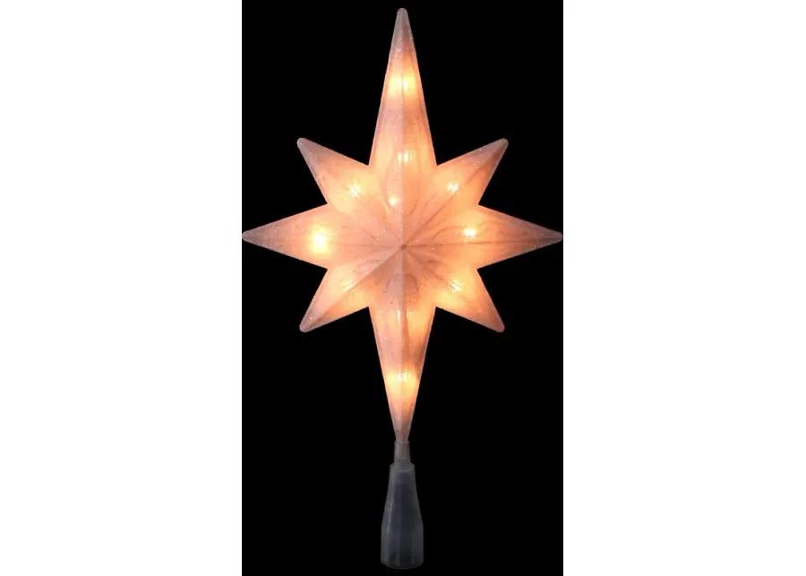 11" Lighted Frosted Clear and Rose Gold Bethlehem Star Christmas Tree Topper - Clear Lights