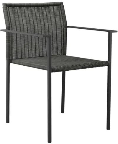 Modway Lagoon Wicker Rattan Outdoor Dining Armchairs in Charcoal (Set of 2)