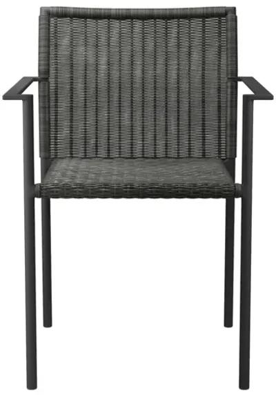 Modway Lagoon Wicker Rattan Outdoor Dining Armchairs in Charcoal (Set of 2)