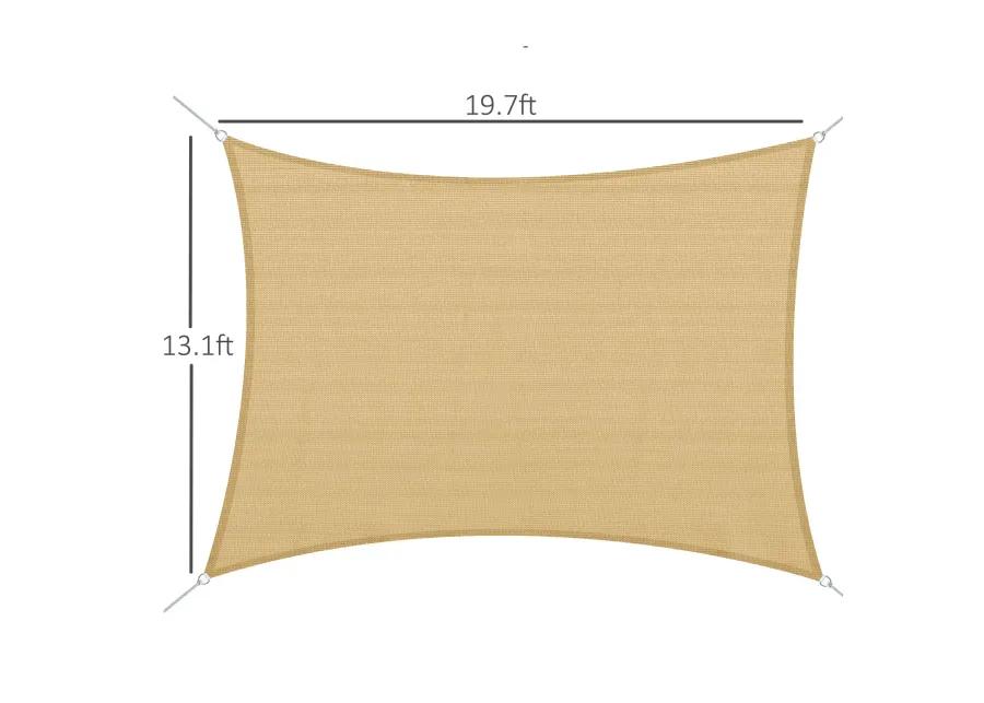 Desert Hue Sun Guard: 20x13ft D-Ring Rectangular Shade Sail for Yards