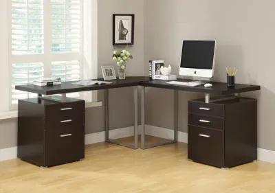 Monarch Specialties Computer Desk, Home Office, Laptop, Left, Right Set-Up, Storage Drawers, 48"L, Work, Metal, Laminate, Brown, Grey, Contemporary, Modern