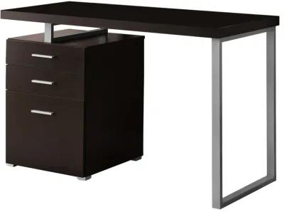 Monarch Specialties Computer Desk, Home Office, Laptop, Left, Right Set-Up, Storage Drawers, 48"L, Work, Metal, Laminate, Brown, Grey, Contemporary, Modern