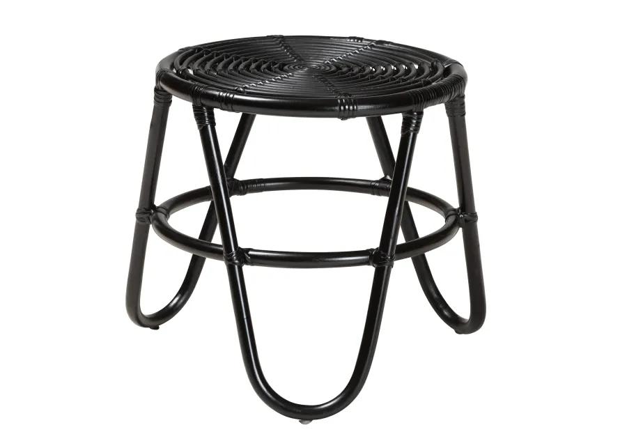 bali & pari Pertessa Modern Bohemian Black Finished Rattan End Table