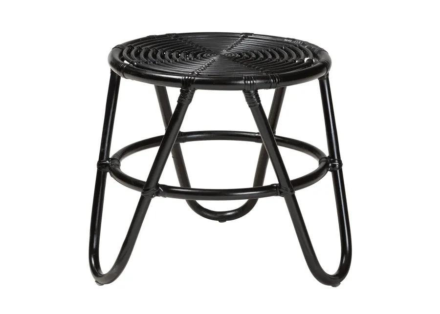 bali & pari Pertessa Modern Bohemian Black Finished Rattan End Table