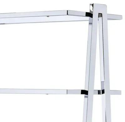 Metal Rectangular Bookshelf, White High Gloss & Silver-Benzara