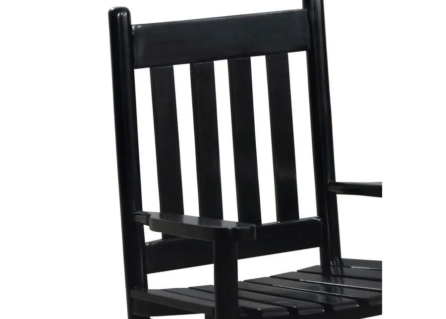 Rocking Chair with Slatted Design Back and Seat, Black