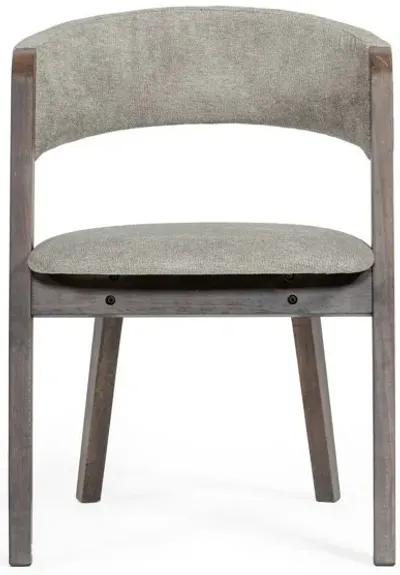 Cid 23 Inch Modern Dining Chair, Curved Back, Set of 2, Gray Fabric-Benzara