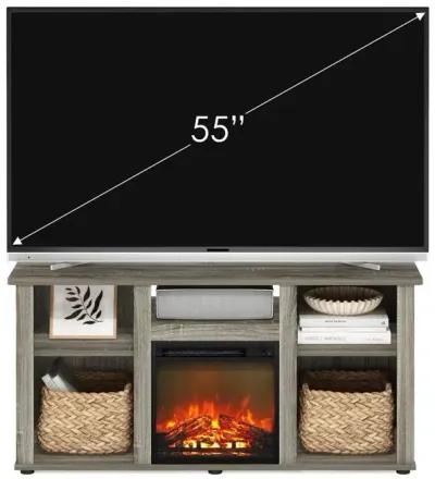 Fireplace TV Entertainment Center with Open Storage Compartment for TV up to 55"